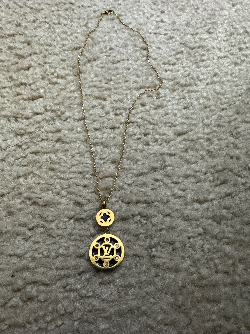 Louis Vuitton Gold-Tone Double Monogram Pendant Necklace